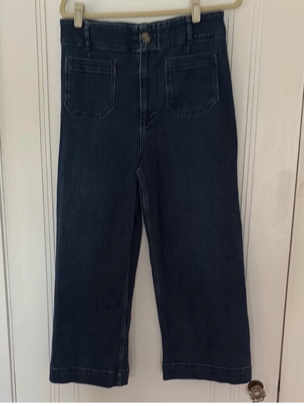 Pilcro Women's Cropped Straight Jeans in Dark Indigo